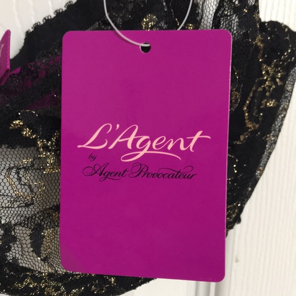New! L’Agent Provocateur Gold & Black Floral Laced Mesh Bra. Size: 32DD NWT - Picture 8 of 10